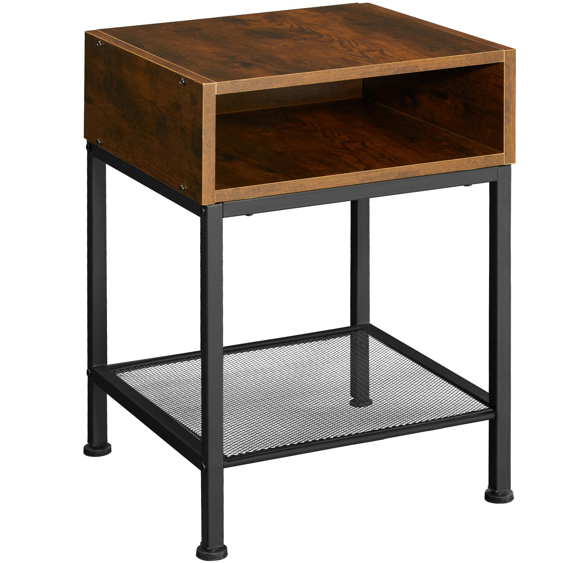 - Table de chevet harlow 40,5x40,5x52,5cm bois foncé industriel