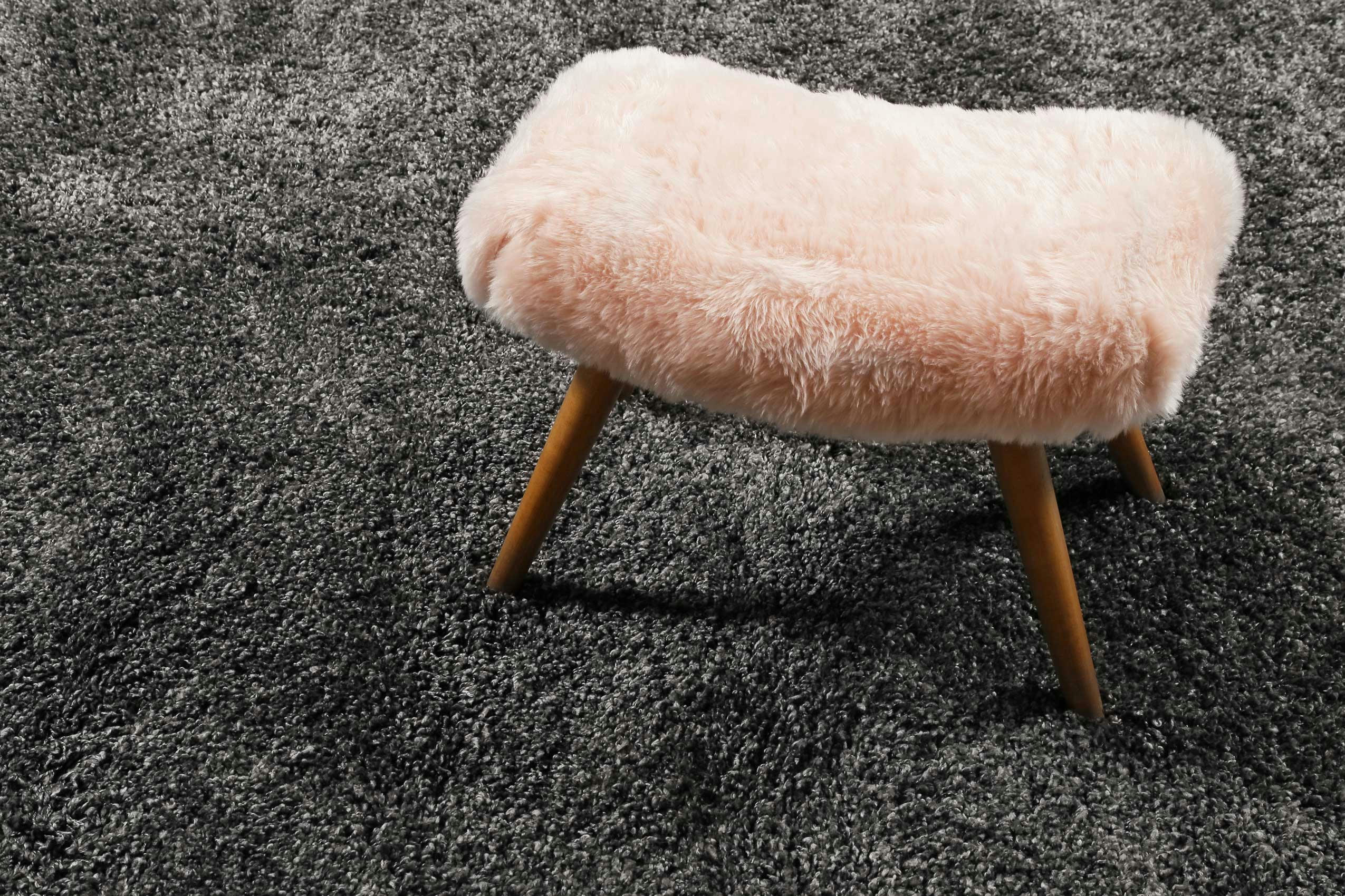 LIVE NATURE - Tapis uni à poils longs gris foncé pour salon, chambre 170x120