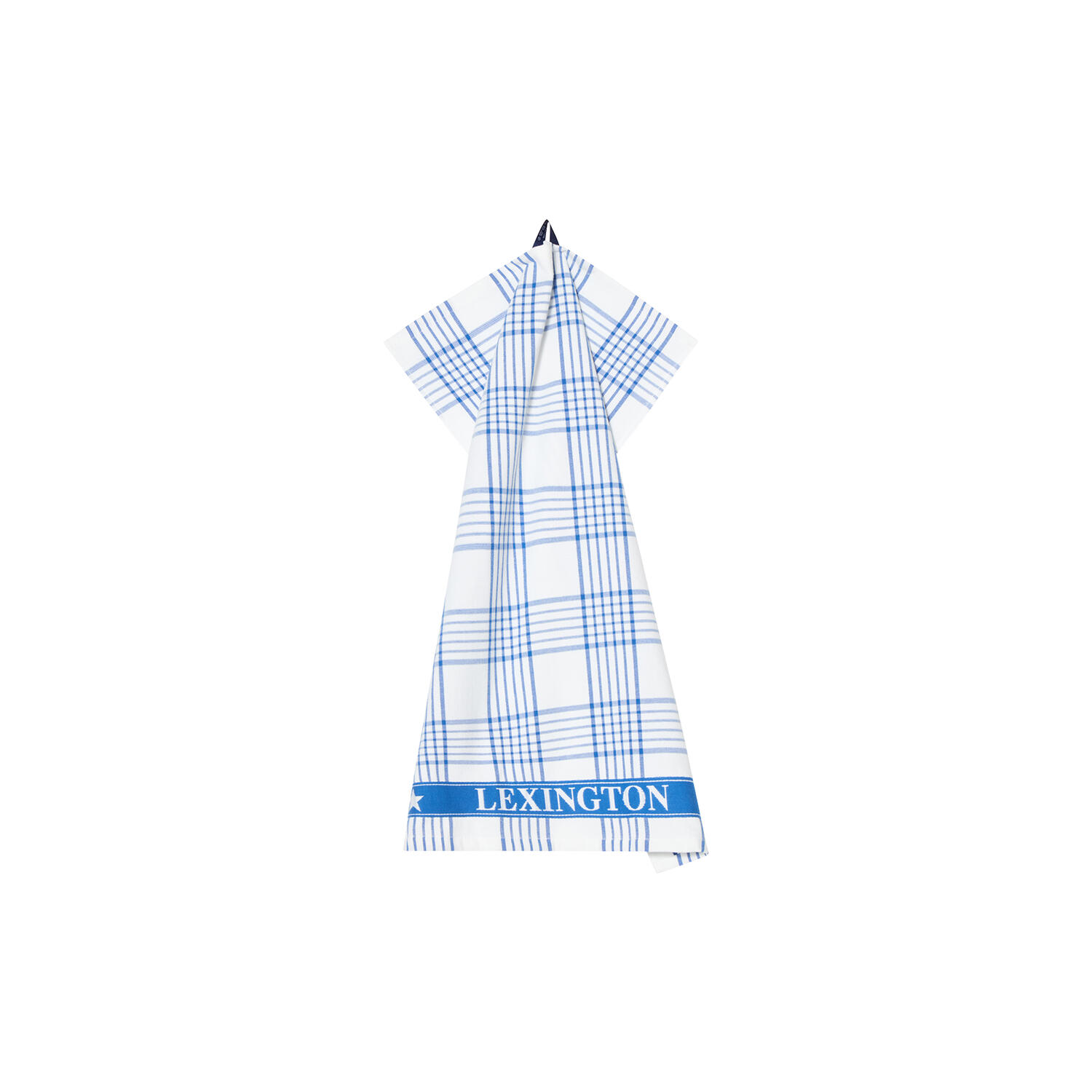 Checked Org Cotton Terry Kitchen Towel, white/blue