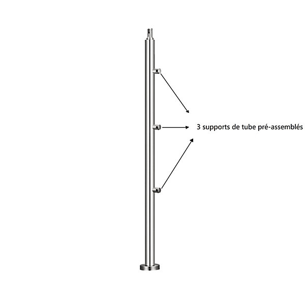 Pack garde-corps 1 m avec 3 barres en inox 304 argent installation verticale by AICA