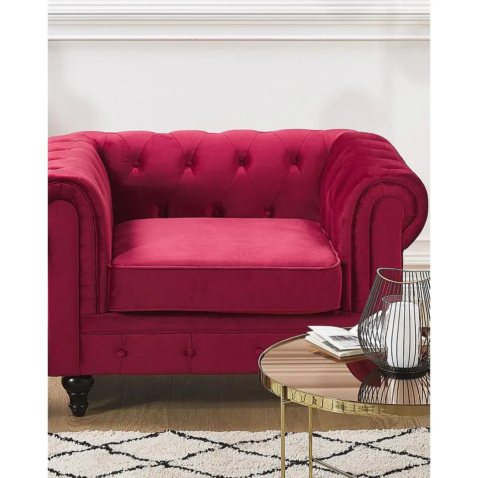 CHESTERFIELD - Chesterfield fauteuil - Rood - Fluweel