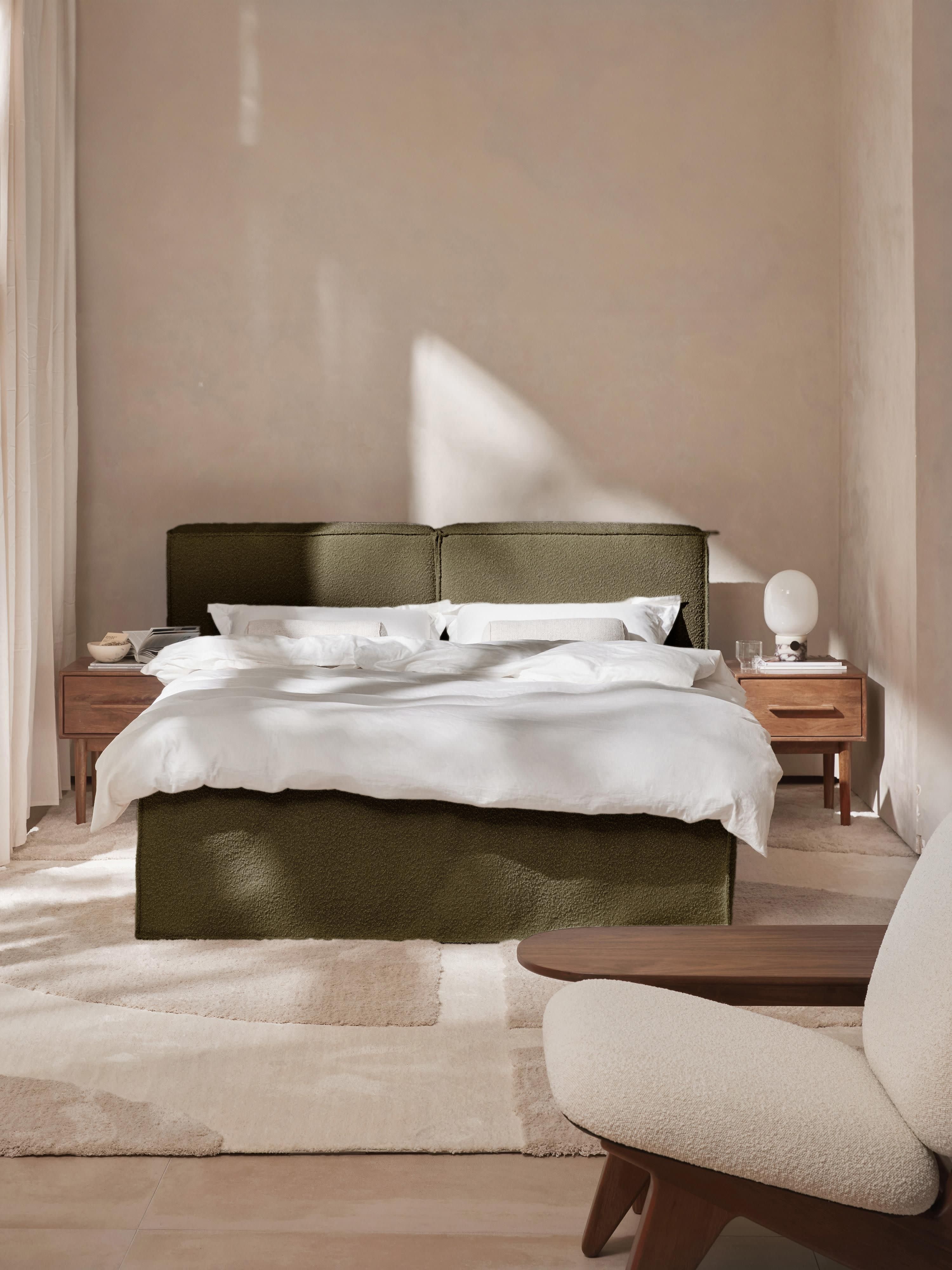 Bouclé-Boxspringbett Lennon