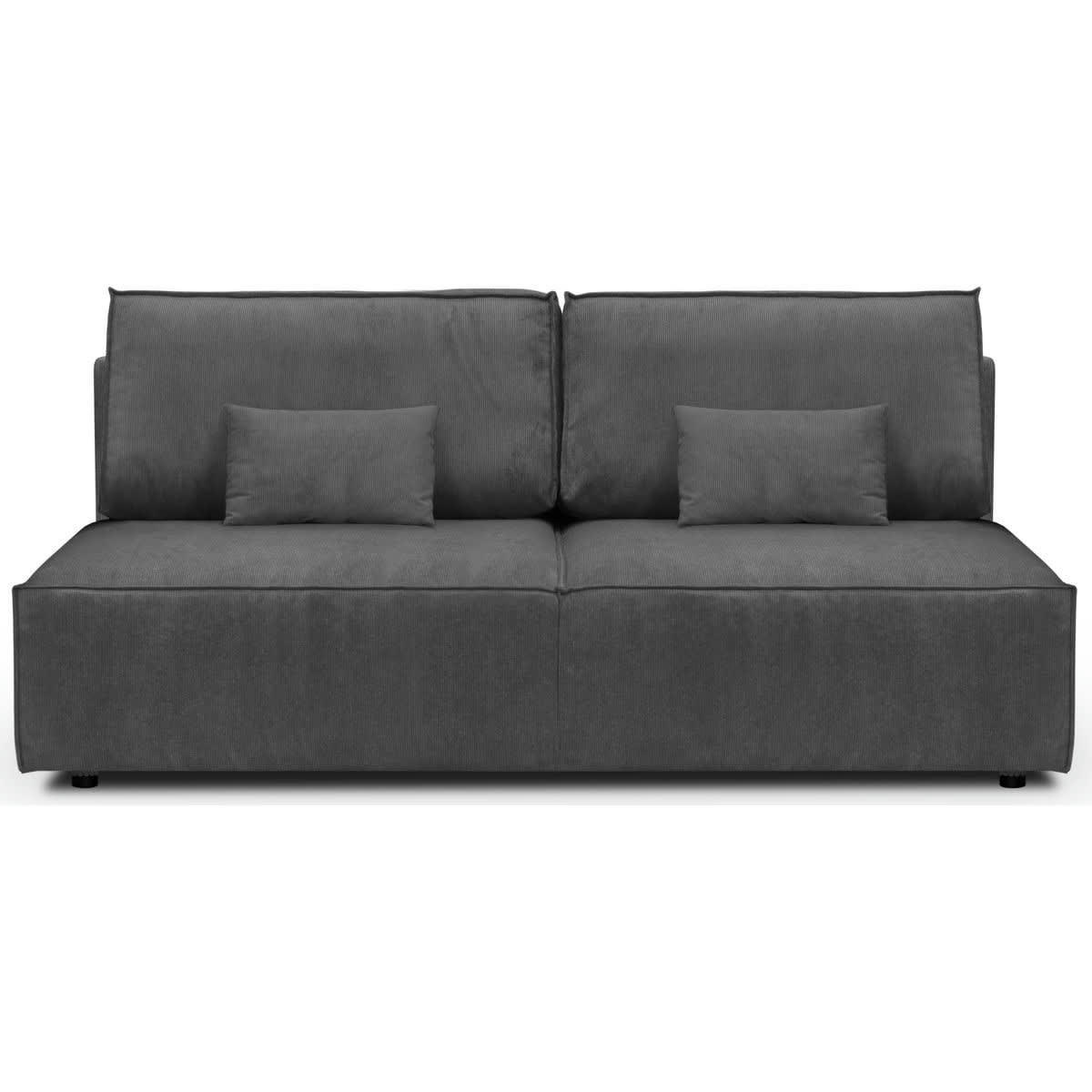 MILLA NEW - Canapé convertible 3 places avec coffre velours fines côtes anthracite