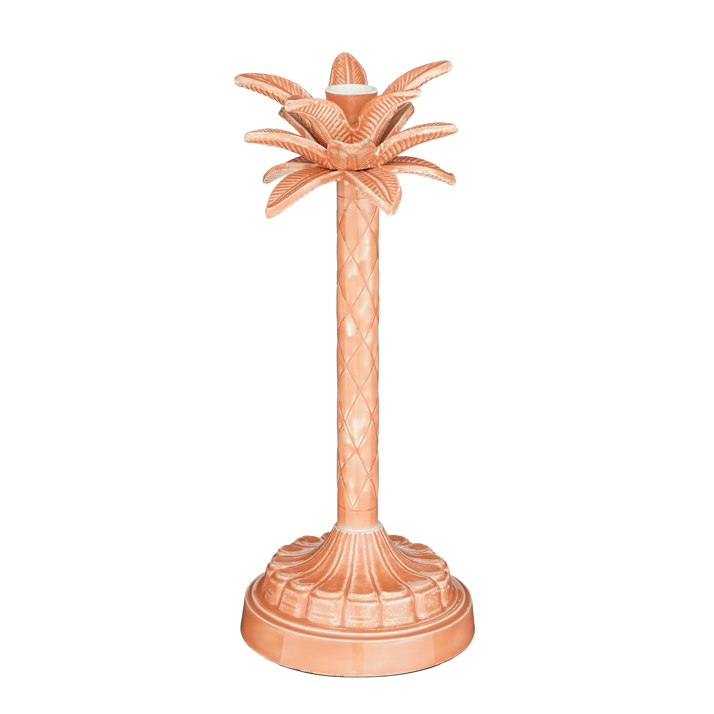 - Bougeoir palmier en aluminium rose H30