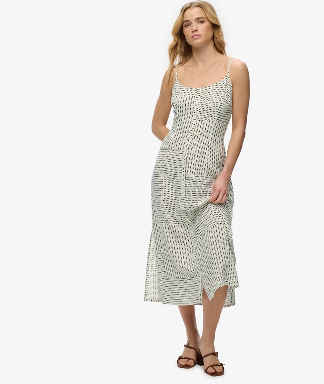 Print Button Down Cami Midi Dress