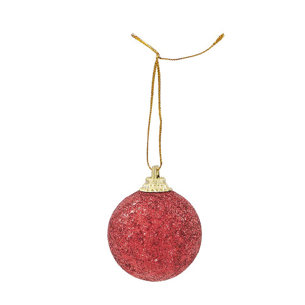 Suspension boules de No&euml;l rouges et pommes de pin