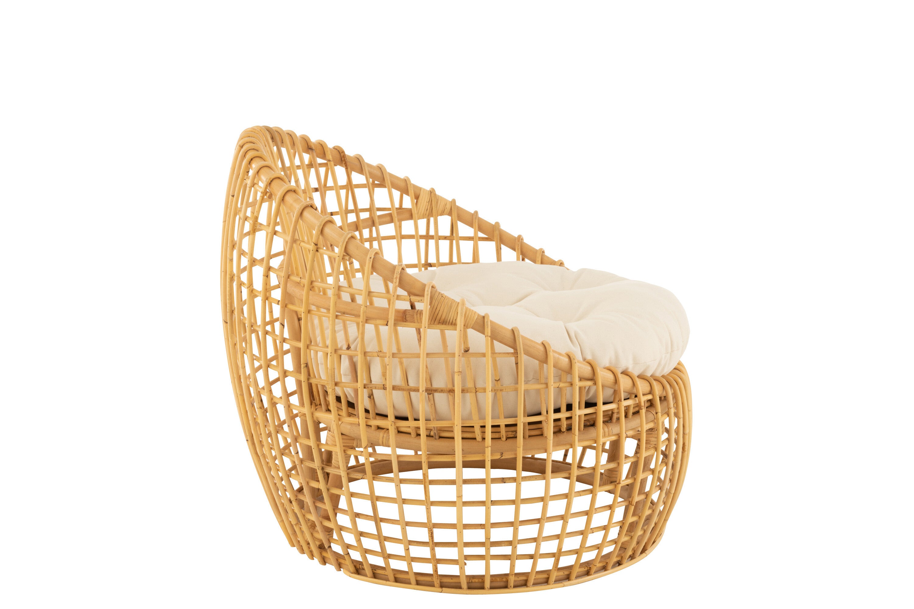 J-Line stoel Lise   kussen 1 Personen - rotan/textiel - naturel/wit