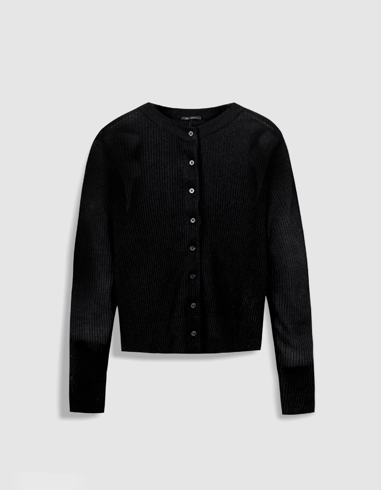 Cardigan manches longues noir maille plissée Femme