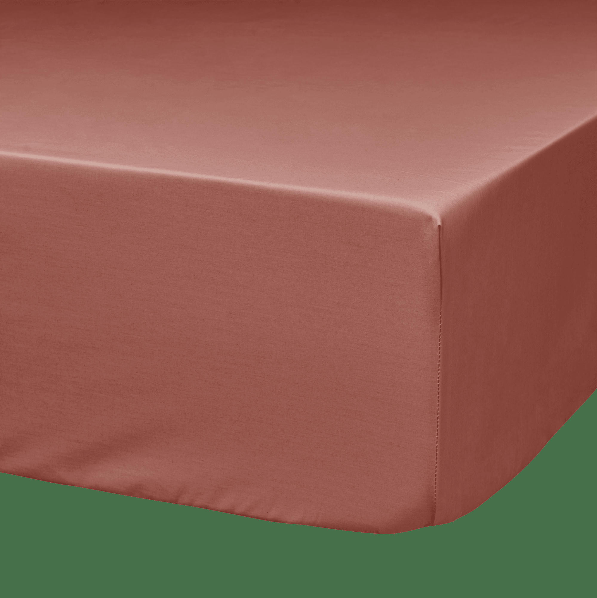 FIL & SENS - Drap housse coton bio terracotta 160 x 200 cm