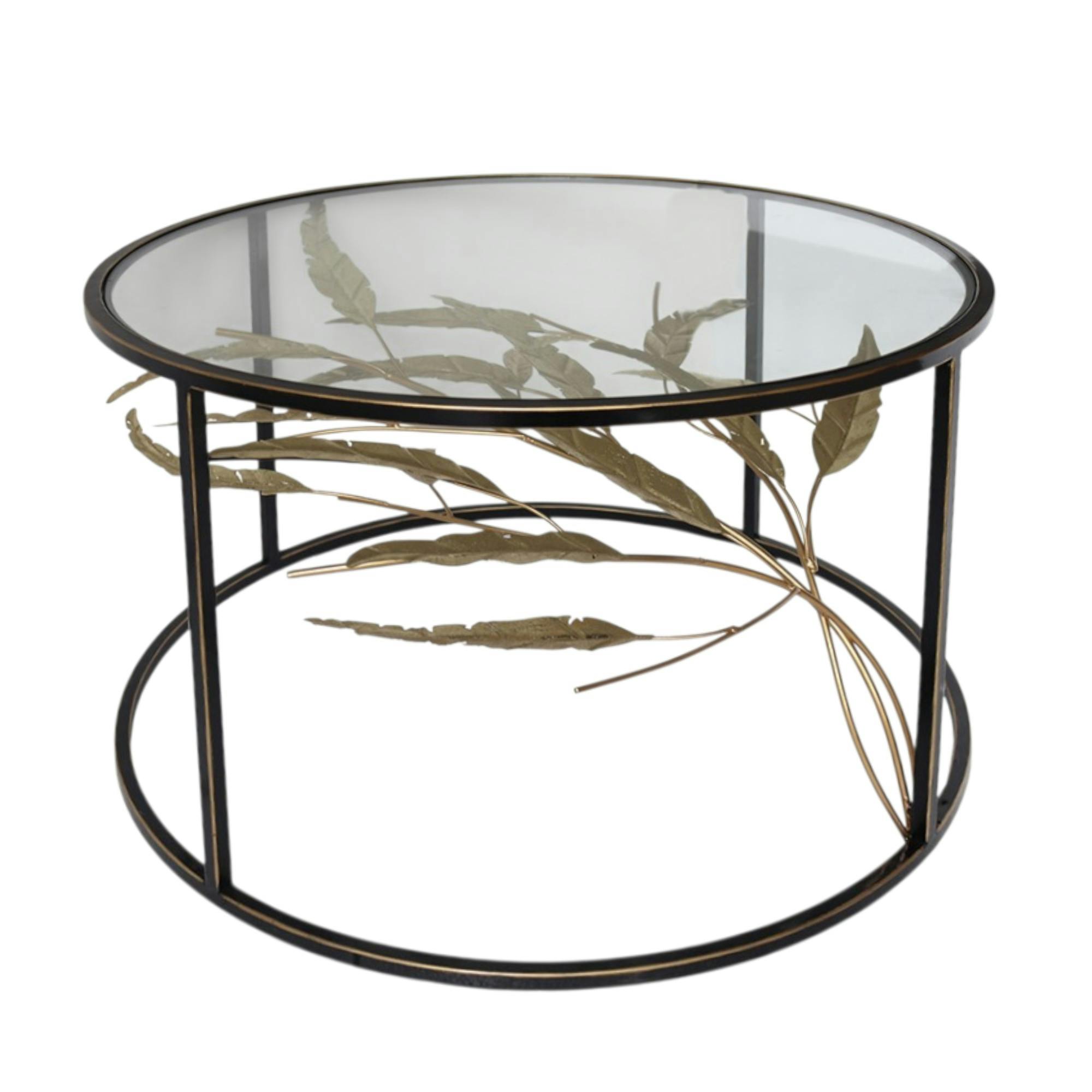 Table basse ronde feuillage doré HIMALAYA