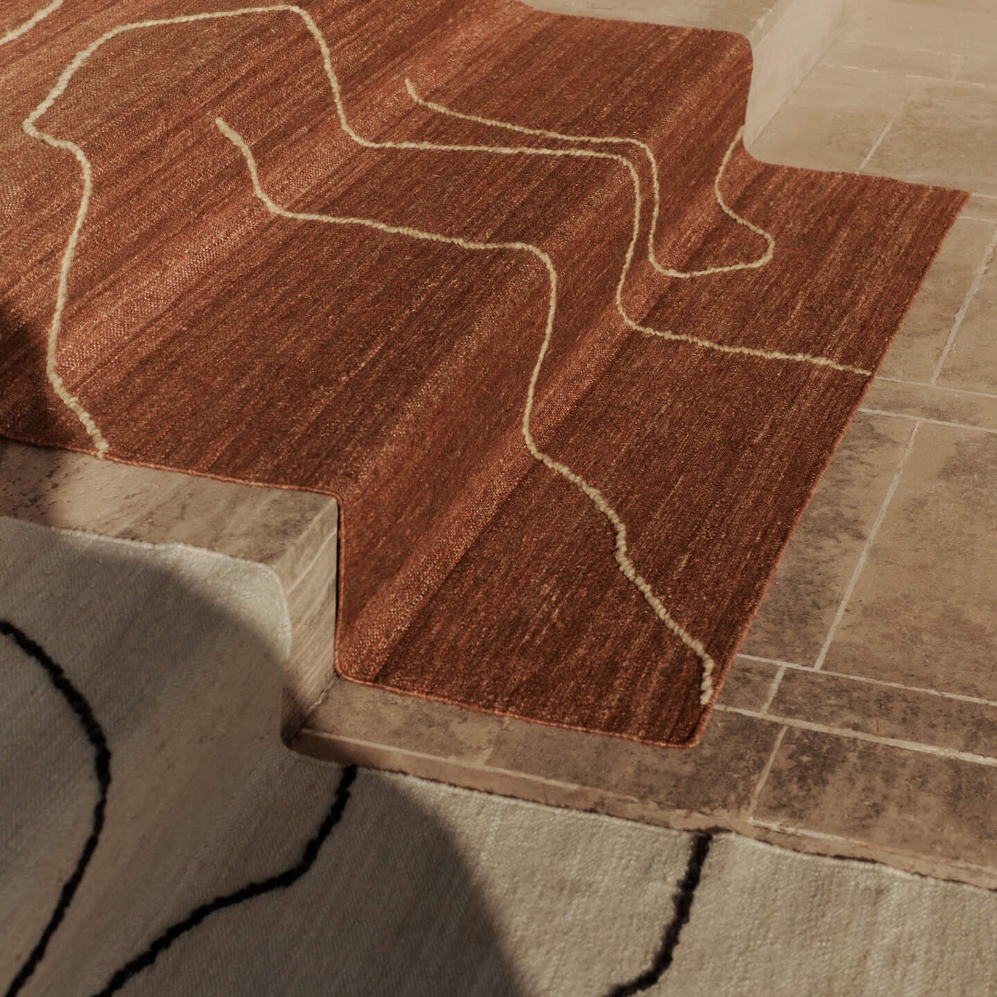 Ferm Living Gesso Jute Vloerkleed 300 x 200 cm - Terracotta / Off-Whit