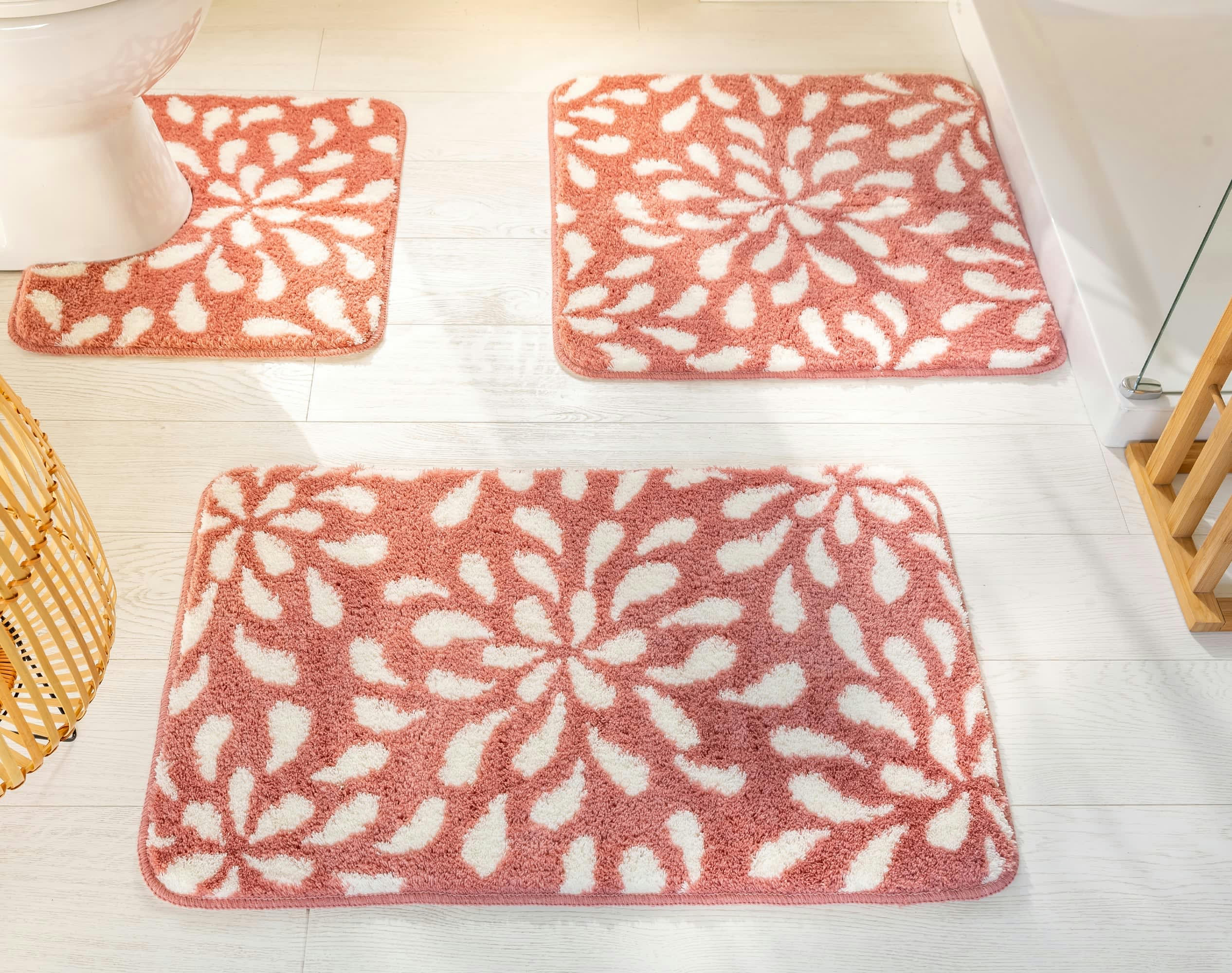PETALES - Tapis contour WC rose 45x50 en polyester
