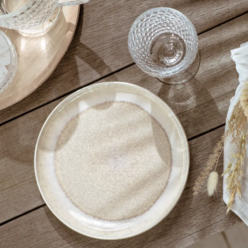 Flacher Teller Perlemor Sand