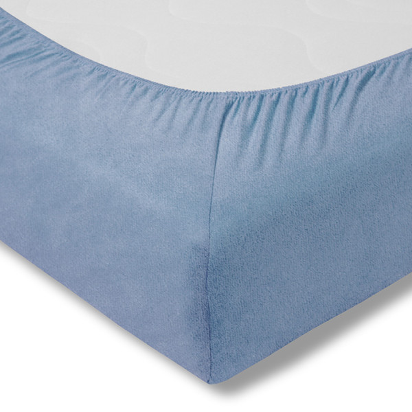 Prześcieradło welurowe z gumką 100x200 niebieskie 175g/m2