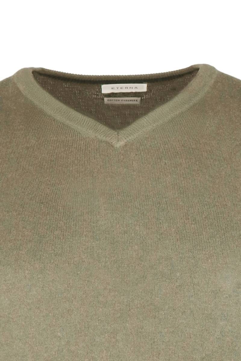 ETERNA Regular Fit Pullover V-Ausschnitt beige, Einfarbig