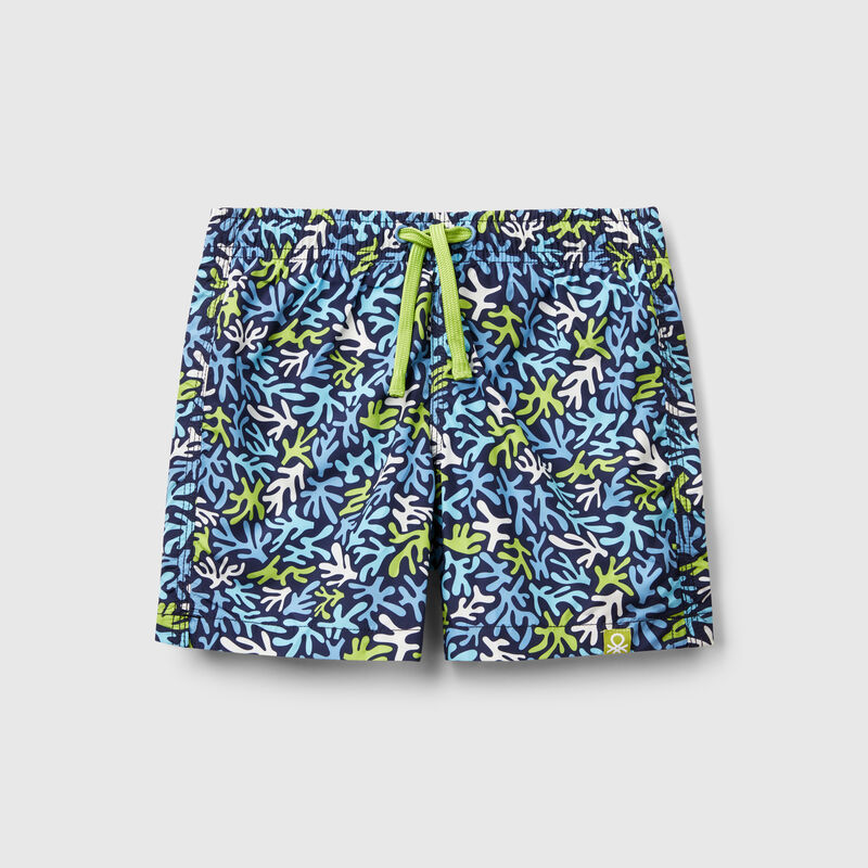 Patterned swim trunks in nylon