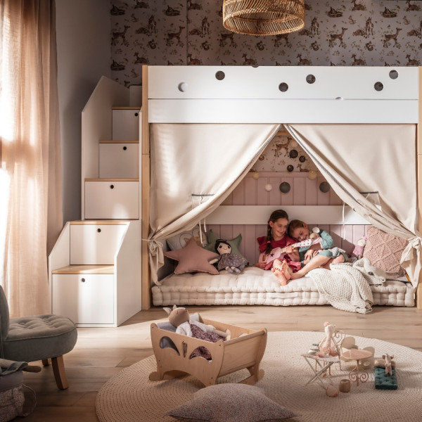 Inmondo Funflex Łóżko piętrowe ze schodami BIAŁE