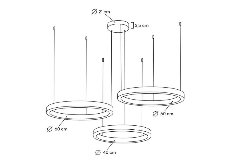 Lampa wisząca RING 40   60   60 złota na jednej podsufitce