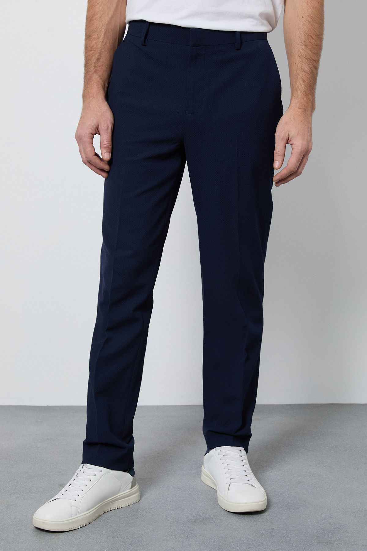 Burton Indigo Seersucker Slim Fit Suit Trouser