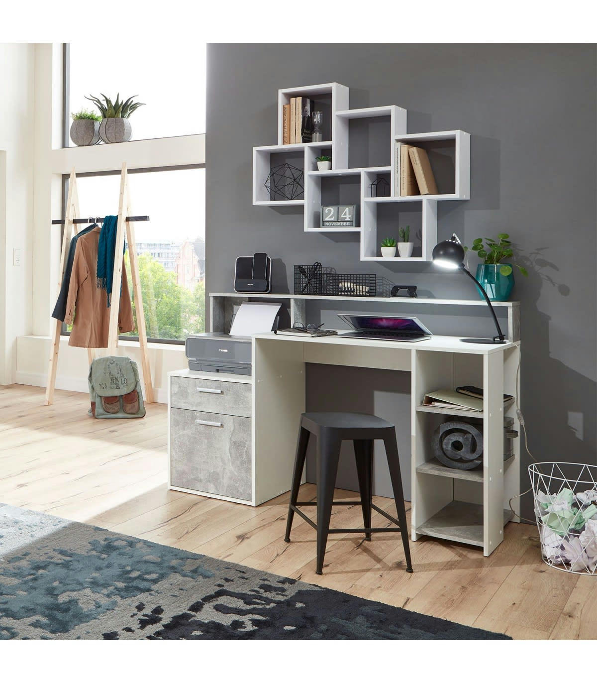 LAURIO - Étagère Murale Flottante 8 Compartiments