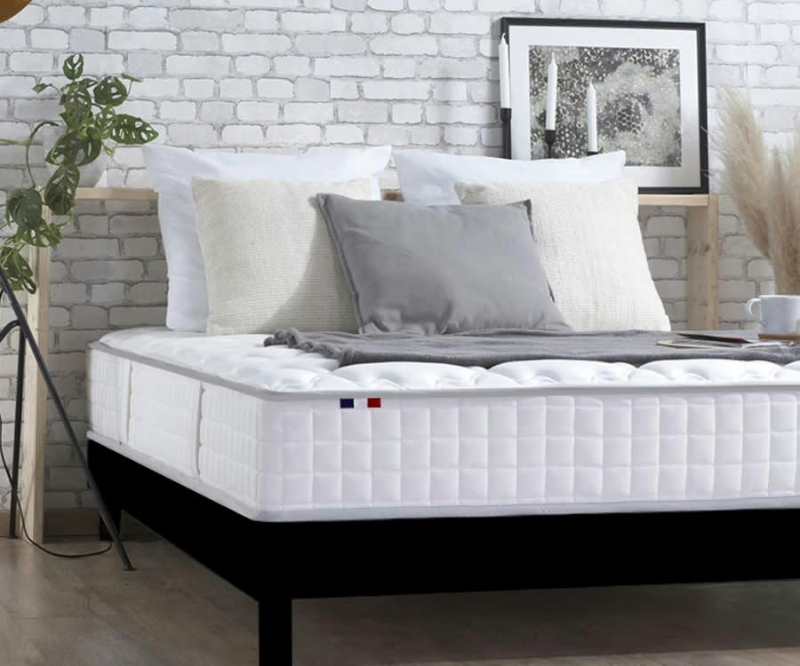 ENSEMBLE KIT ODYSSEE - Ensemble Matelas Ressorts + Visco Sommier en Kit Anthracite 180x200