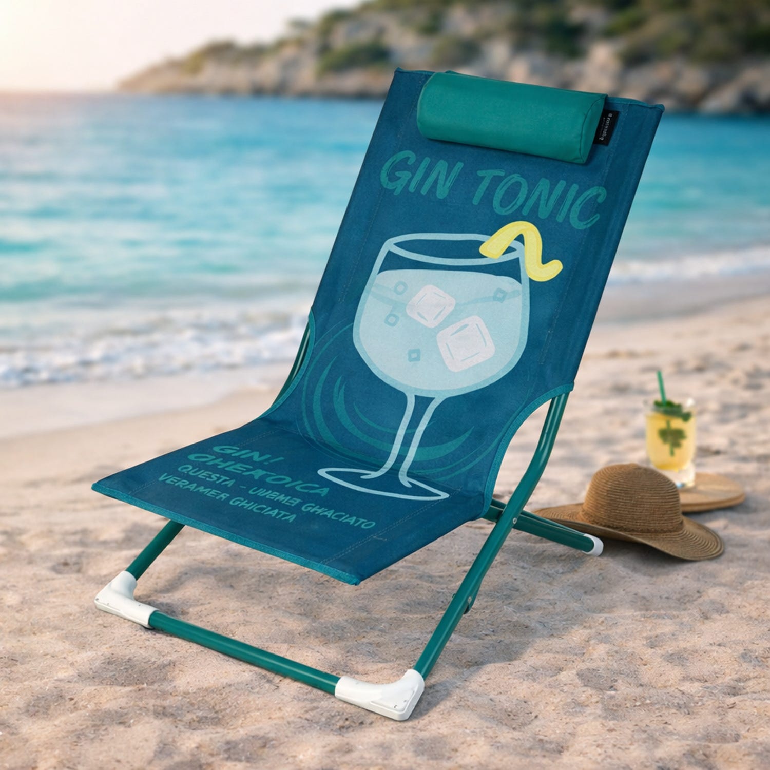 Spiaggina sedia pieghevole Gin Tonic con poggiatesta