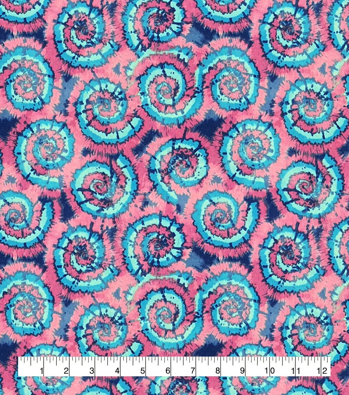 Swirl Tie Dye Pink Blue Super Snuggle Flannel Fabric