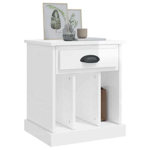 NNEVL Bedside Cabinets 2 pcs High Gloss White 43x36x50 cm