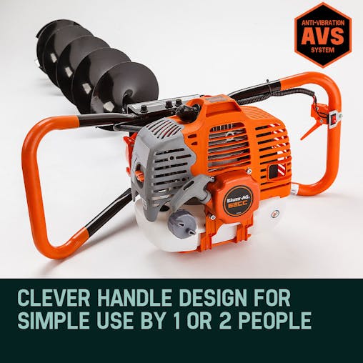 NNEMB Post Hole Digger 62CC Posthole Earth Auger Fence Borer Petrol Drill Bit