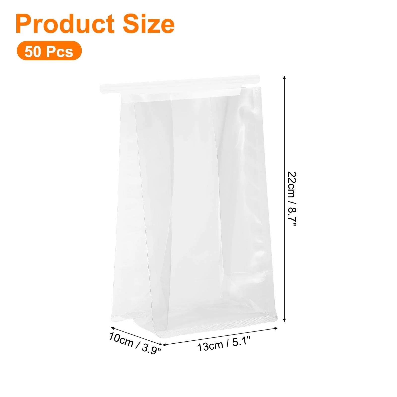 50Pcs Bread Bags for Homemade Bread, Bakery Bags - Clear - 3.9x8.7x5.1 Inches