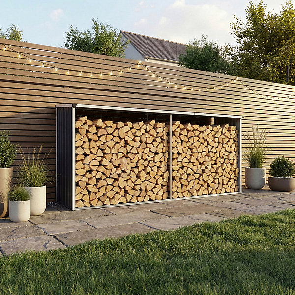 Abri-bûches couvert Kalmar 352 x 80 x 152 cm anthracite casa.pro