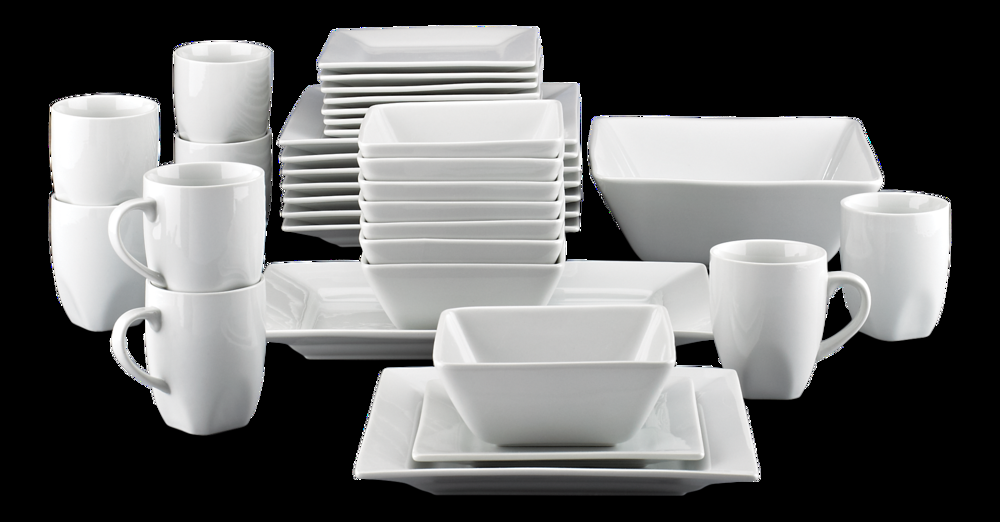 CANVAS Quatro 34pc Porcelain Dinnerware Set, Serves 8, White
