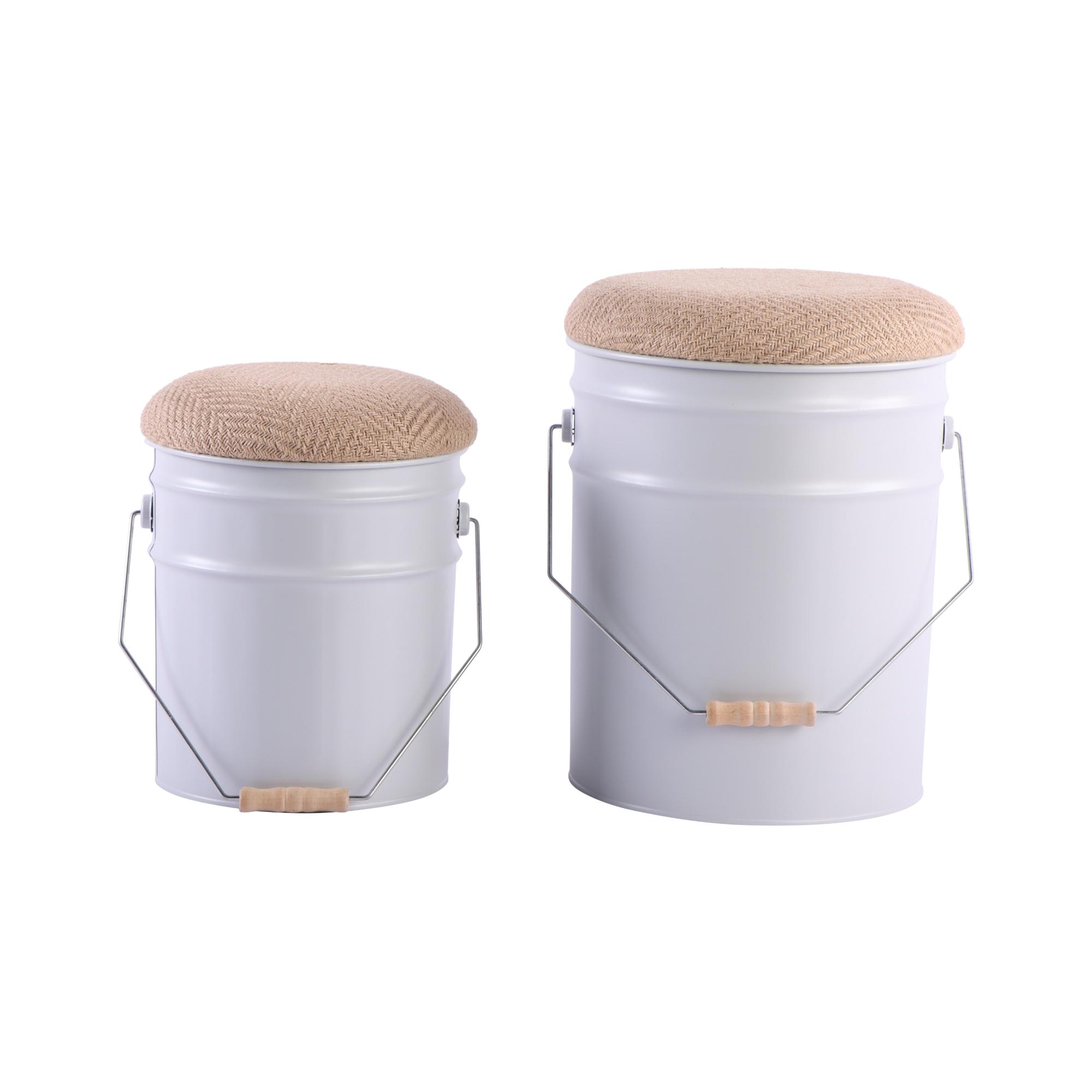 Leitmotiv kruk Buckets - wit - Ø31cm