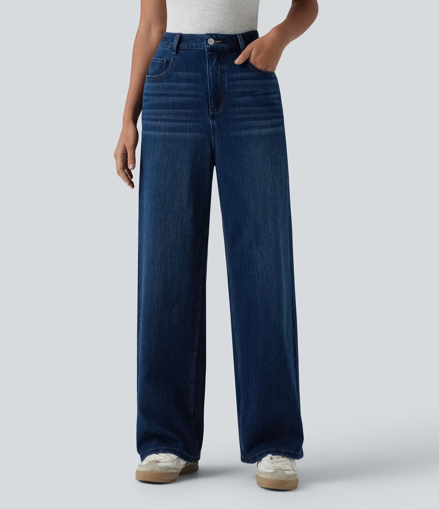 Jean Halara Flex™ taille haute large décontracté avec poches