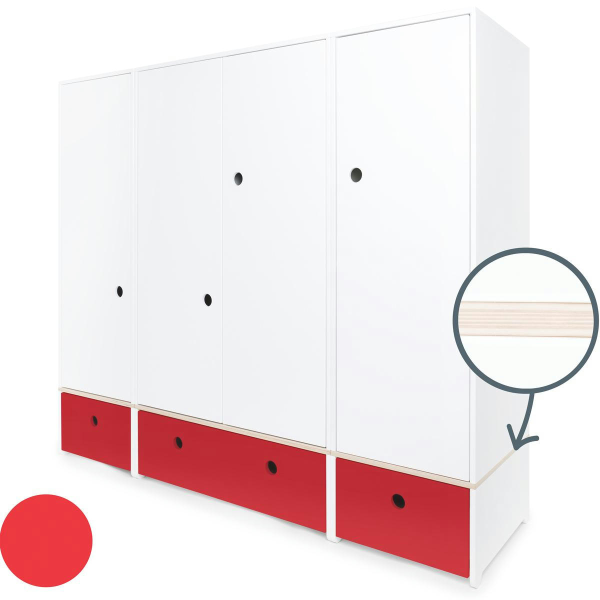 COLORFLEX - Armoire 4 portes rouge