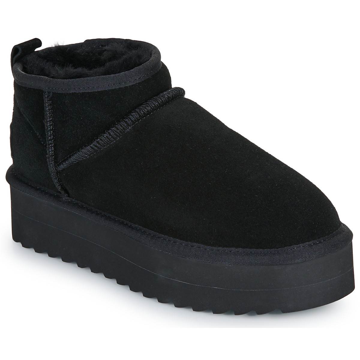 Colors of California - PLATFORM SHEEPSKIN BOOT - Black
