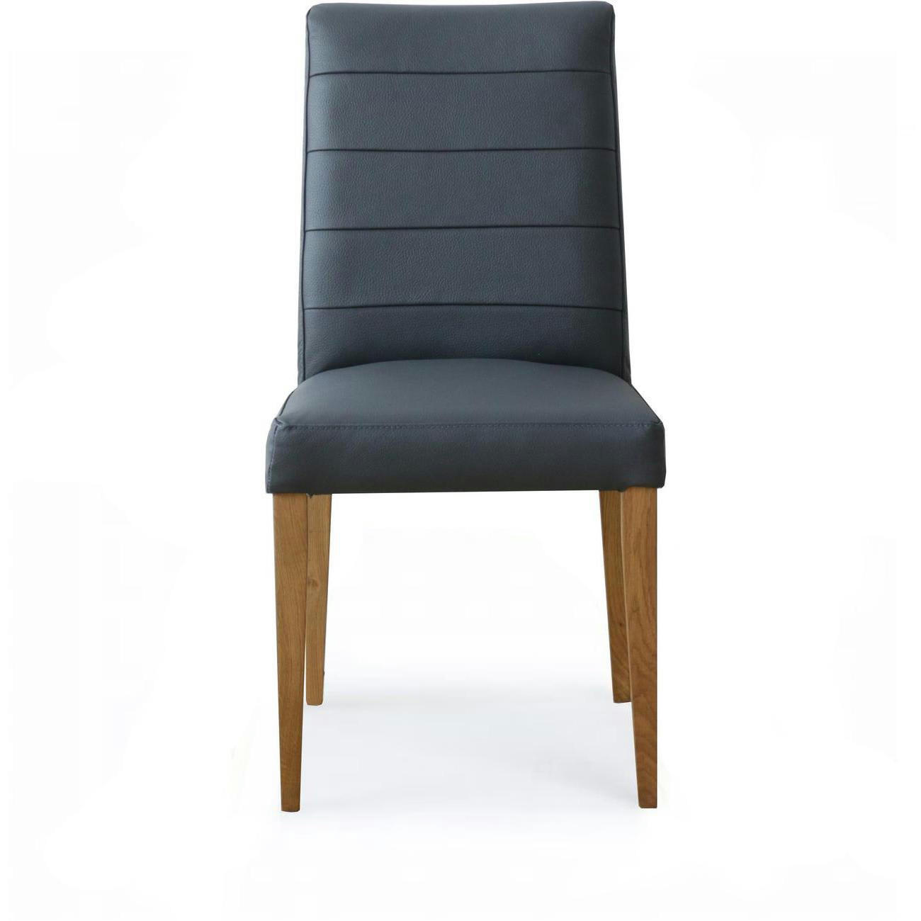 MADDA - Chaise assise cuir véritable gris anthracite - Lot de 2