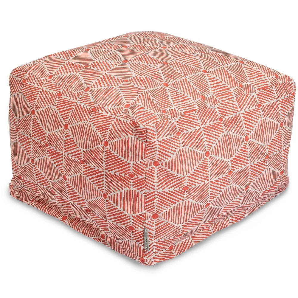 Majestic Home Goods Indoor Charlie Cotton Ottoman Pouf 27 in L x 27 in W x 17 in H
