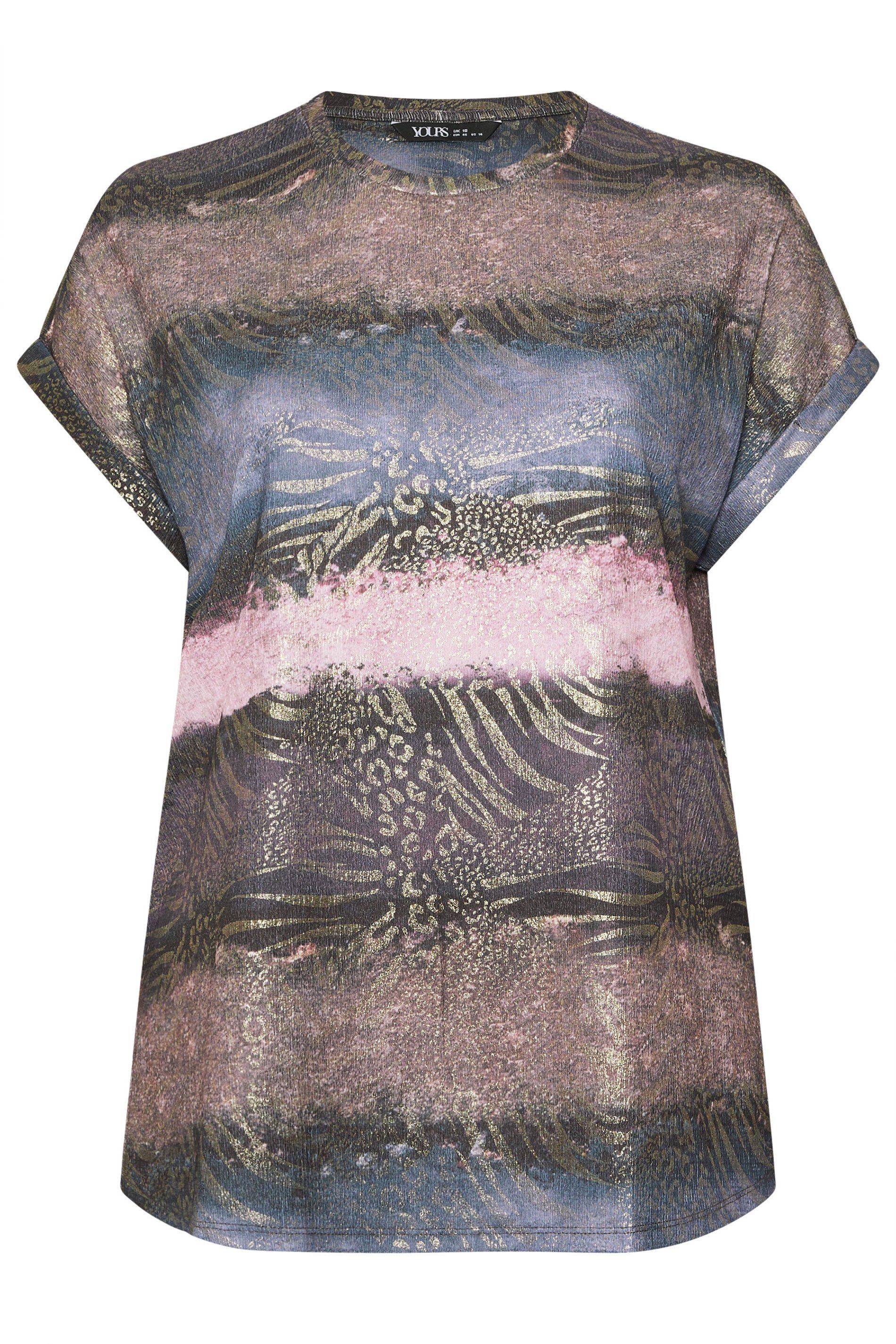 Yours Animal Foil Stripe Top