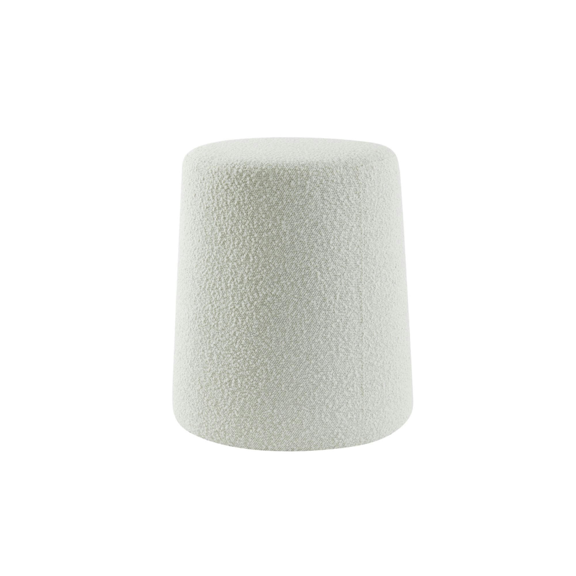 LAURYN - Pouf blanc bouclé ø39cm