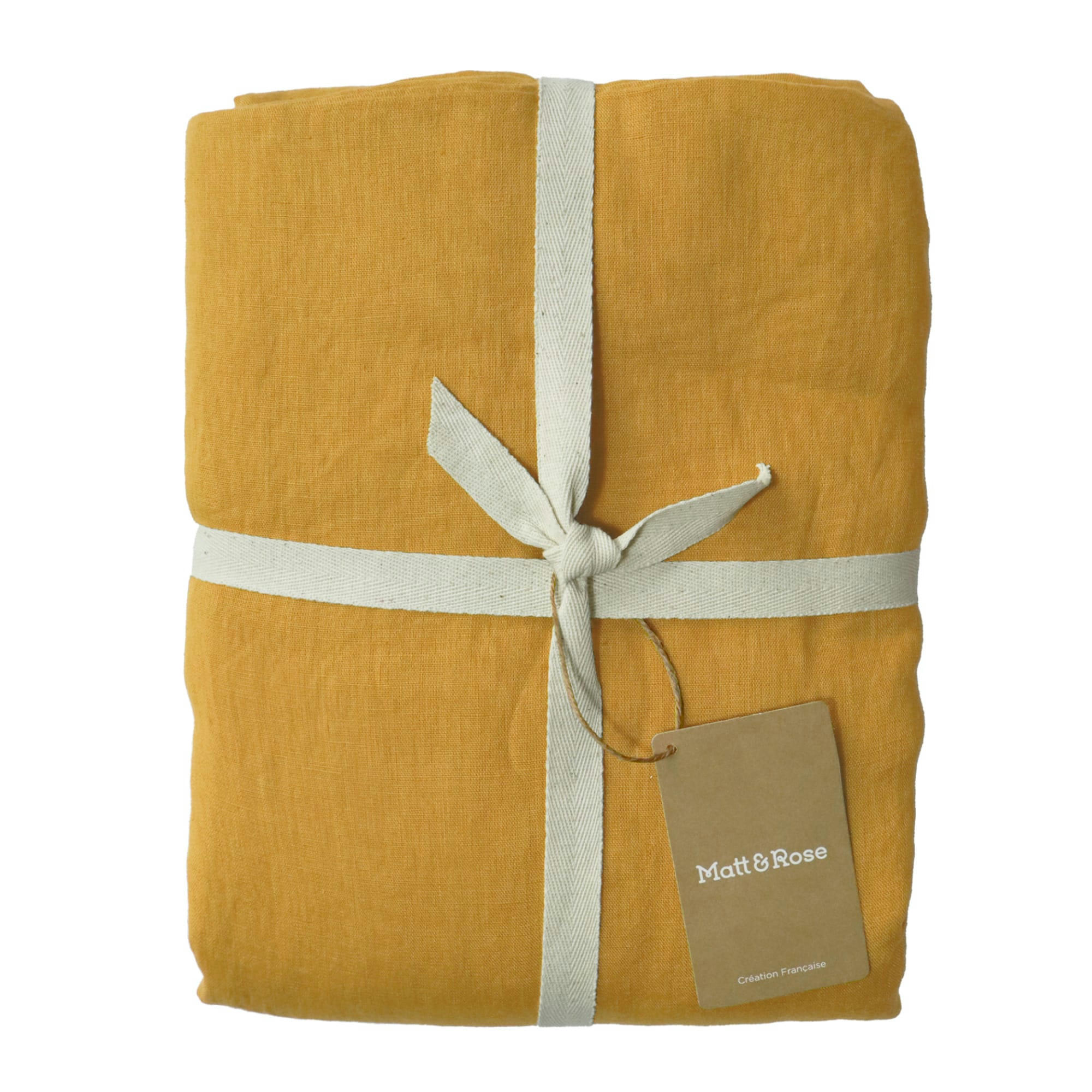 LIN LAVE - Parure de lit unie en lin lavé Safran 240x220+2x65x65cm