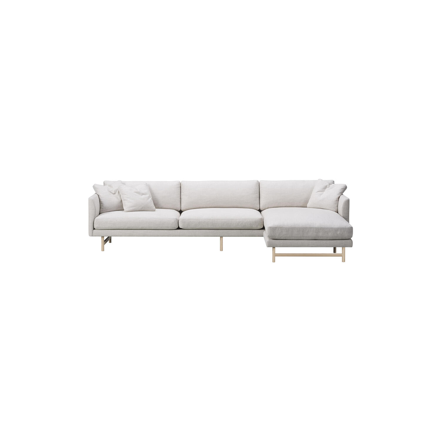 FF5555 95 3 pers. sofa chaise, lys beige/lakeret eg