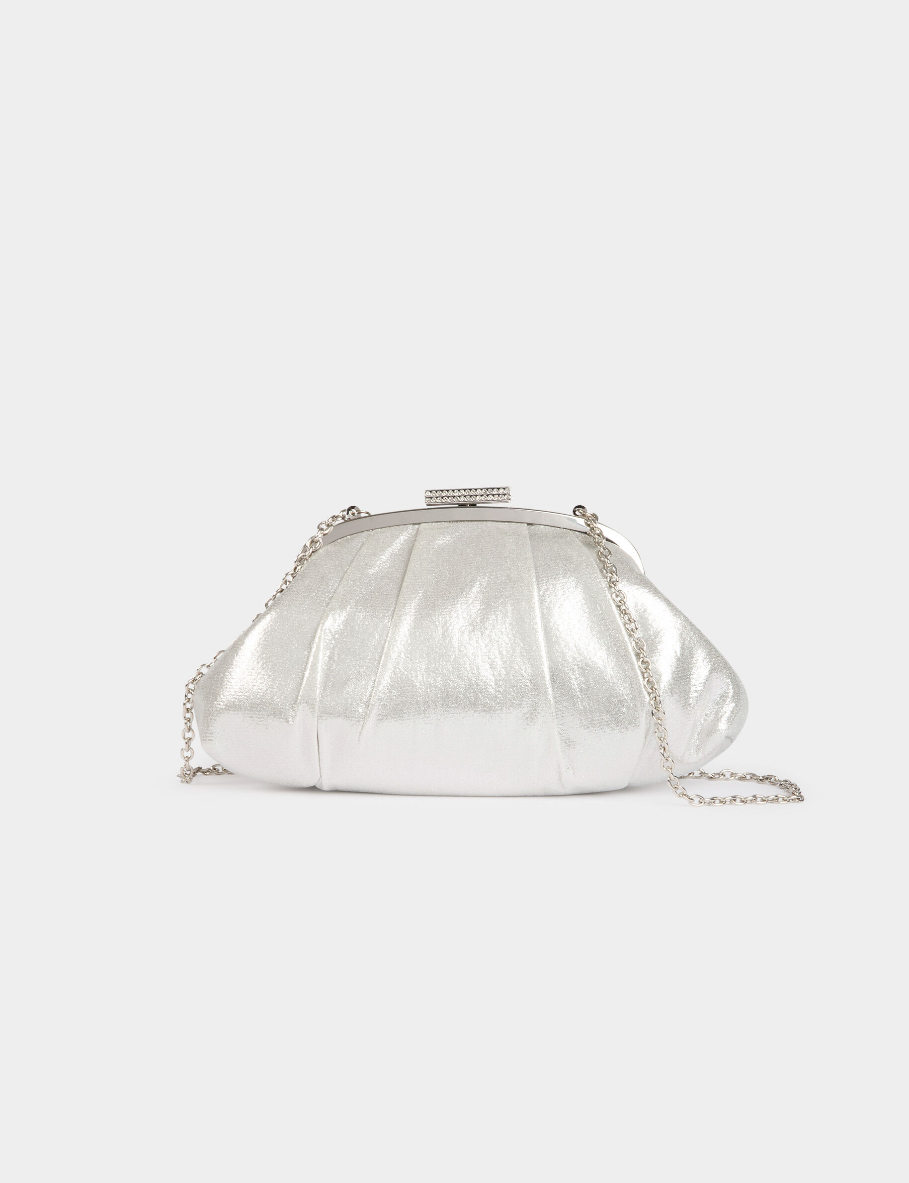 Faux Leather Pouch Silver Color Women