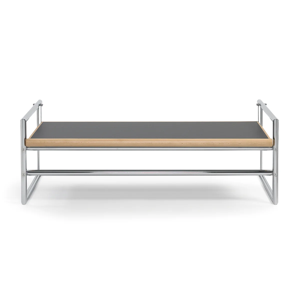 ClassiCon - Menton Beistelltisch, drehbar, Buche natur / Chrom / Linoleum schwarz / grau