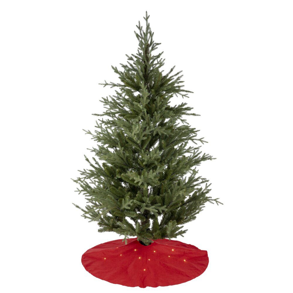 Tour de sapin rouge Ø100cm lumineux 20LED blanc chaud