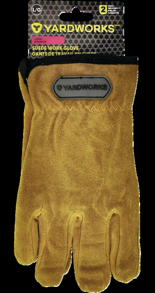 Yardworks Suede Fleeced Lined Unisex Gardening Gloves, Assorted Size, Gold