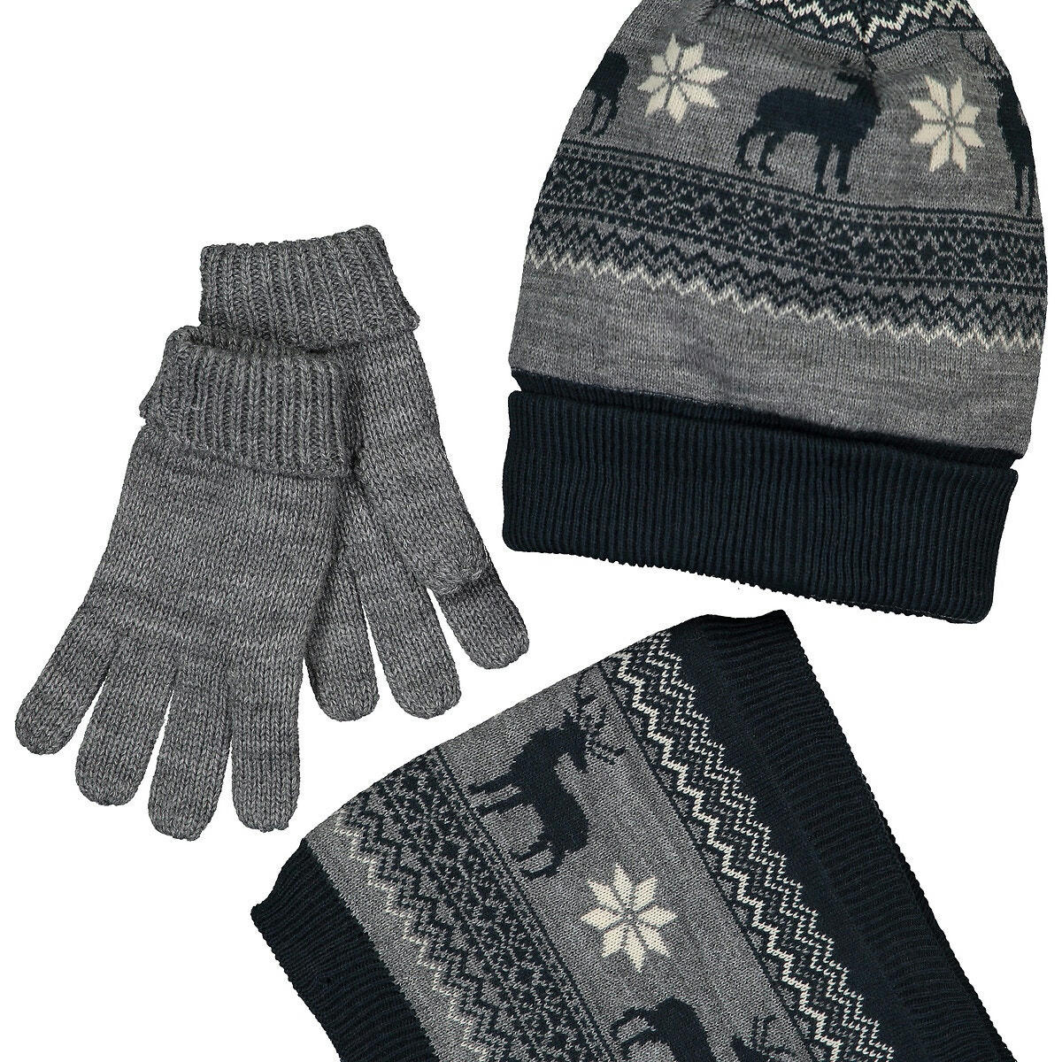 Ensemble 3 pièces bonnet, snood et gants