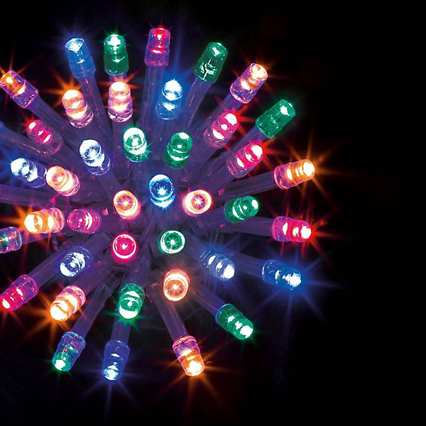 Guirlande lumineuse 100 led 10m avec timer extérieur multicolore fil transparent - feeric lights &christmas
