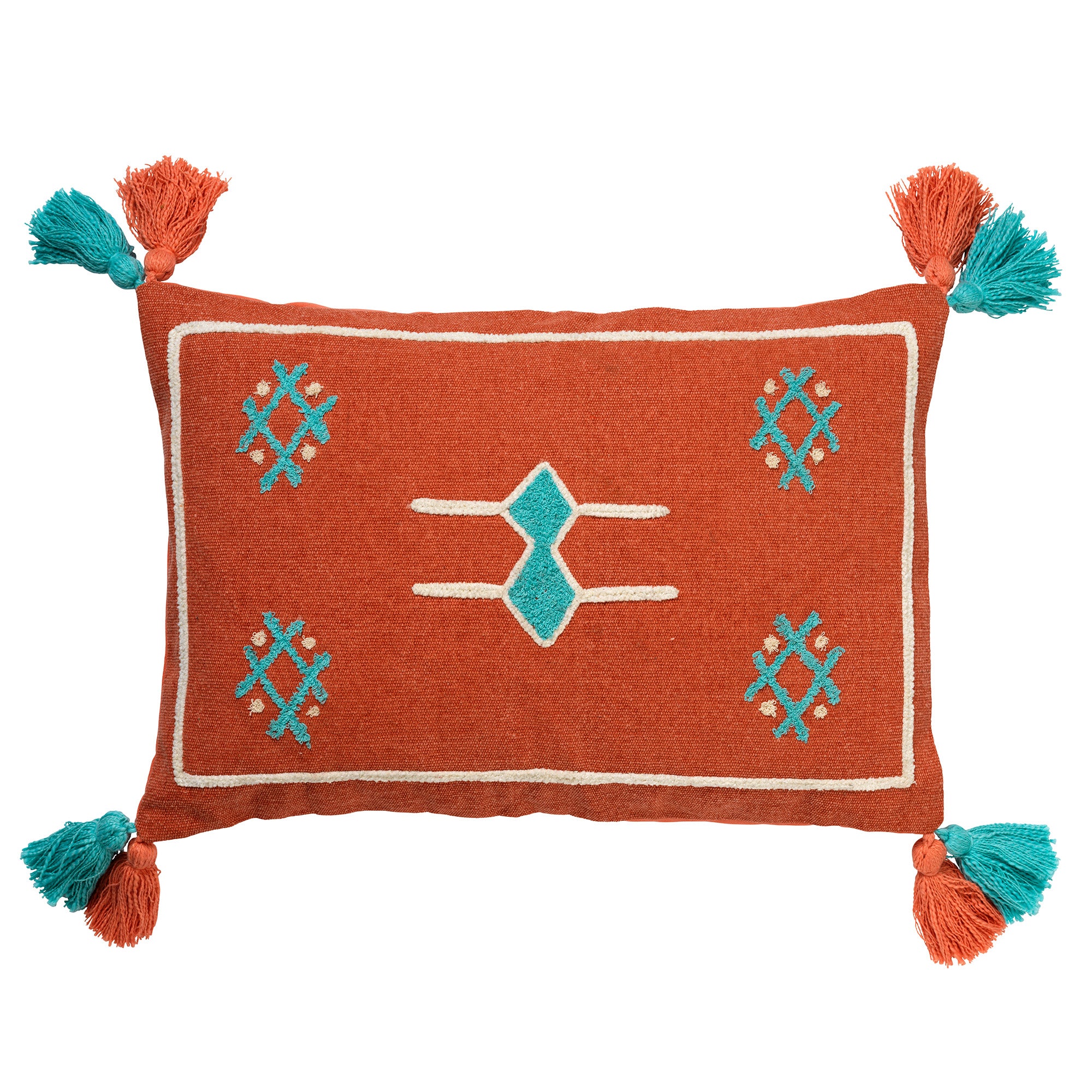 ZINA - sierkussen 40x60 cm - katoen - met flosjes - Lobster Bisque - roze