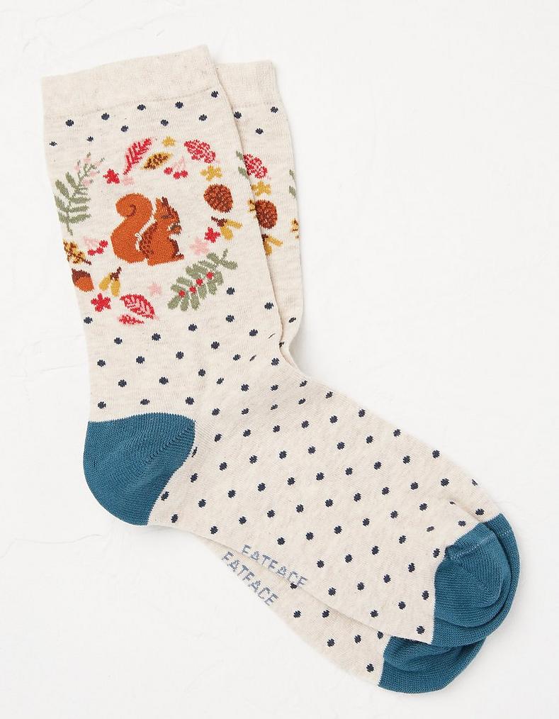 Squirrel Wreath Socks